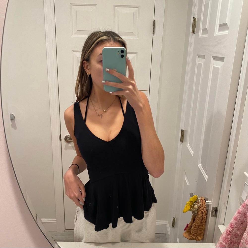 Black Peplum Free People Top